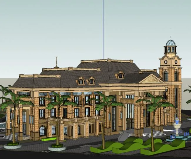 Sketchup Business Model | Multi story Sales Office, Clubhouse, European Style, French Style, Classical