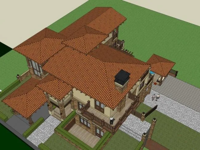 Sketchup Villa Model | Stacked Villa, European Style