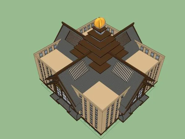 Sketchup Business Model | Multi story commercial building, clubhouse, classical style