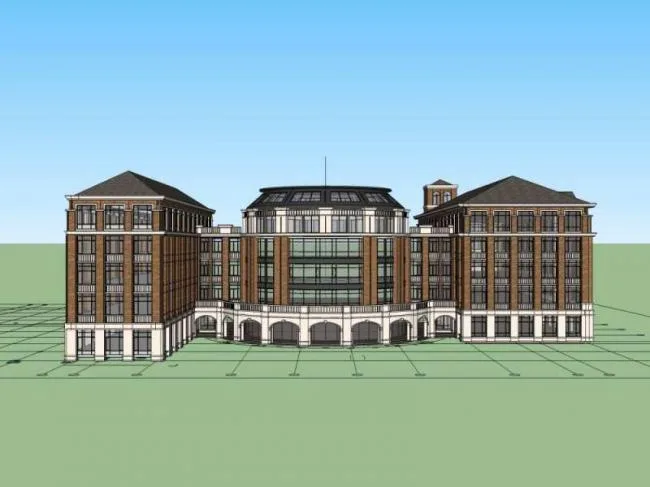 Sketchup School Model | Multi story School Teaching Building, Campus Educational Architecture, Classical Style