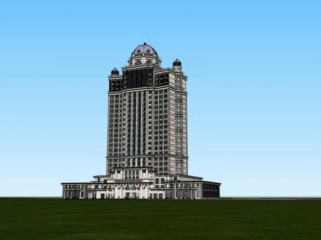 Sketchup Hotel Model | High rise Hotel, Classical Style