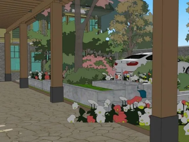 Sketchup Landscape Model | Courtyard Landscape, Modern Style