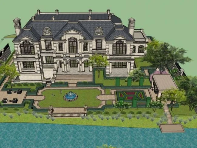 Sketchup Villa Model | Stacked Villa, French Classical Style