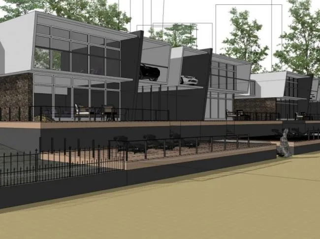 Sketchup Business Model | Low rise commercial buildings, modern style