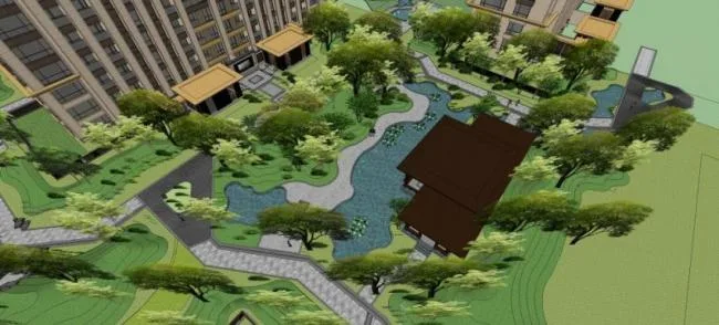 Sketchup Landscape Model | Community Landscape, Residential Landscape, New Chinese Style