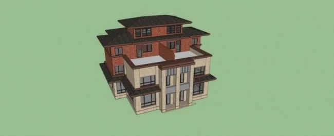Sketchup Villa Model | Twin Villa, Modern Style