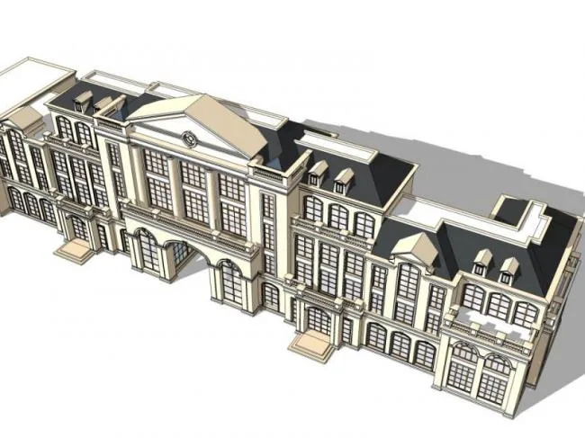 Sketchup Business Model | Multi-story Clubhouse, Classical Style