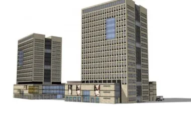 Modern High-Rise Office Building Model in SketchUp-BIM WORLD