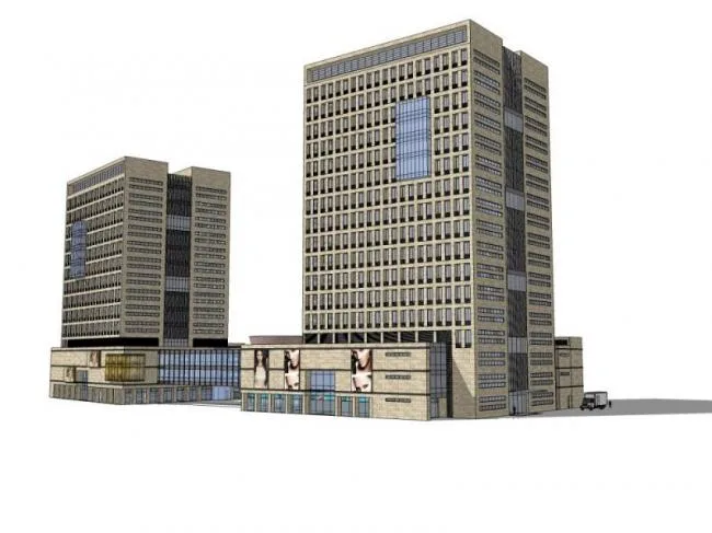 Modern High-Rise Office Building Model in SketchUp