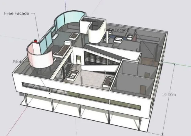 Sketchup Villa Model | Solo Villa, Savoy Villa, Corbusier, Modern Style