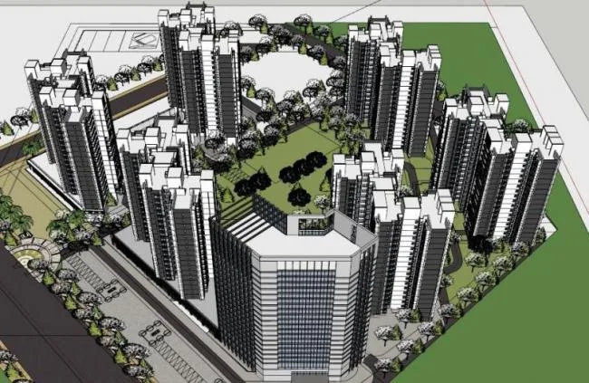Sketchup Residential Model | High rise Residential Complex, Modern Style