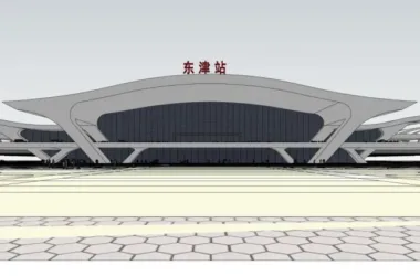 SketchUp Design of Multi-Story High-Speed Railway Station with Roads, Bridges, and Modern Municipal Facilities-BIM WORLD