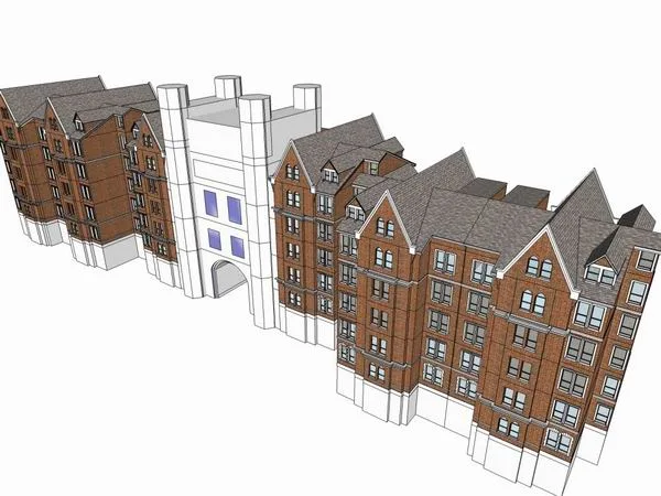 Sketchup Residential Model | Multi story clubhouse, residential, ground floor commercial, European classical style