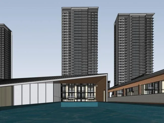 Sketchup Residential Model | High rise residential complex, modern style, residential building