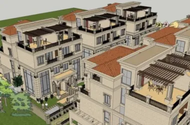 Modern Multi-Row Villa Design in SketchUp-BIM WORLD