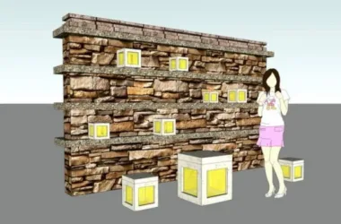 SketchUp Materials: Modern Landscape Wall Components-BIM WORLD