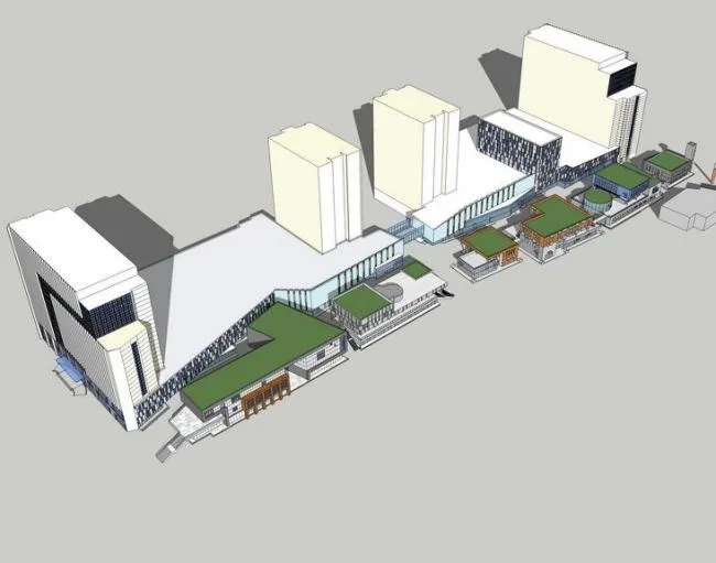 SketchUp Business Model: Modern Multi-Story Commercial Street Design