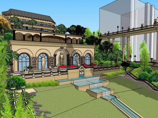 Sketchup Business Model | Multi story Clubhouse, French Style, Classical Style, Stacking, Commercial Architecture