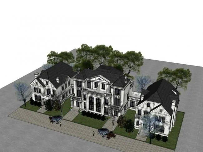 Sketchup Villa Model | Townhouse, Classical Style