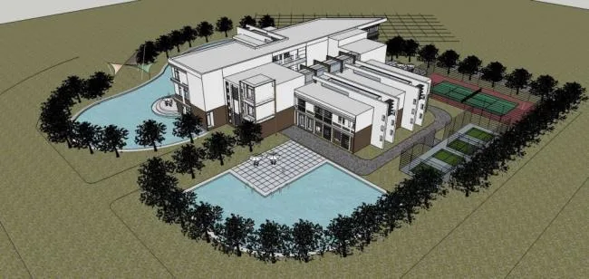 Sketchup Business Model | Multi story clubhouse, commercial building, modern style