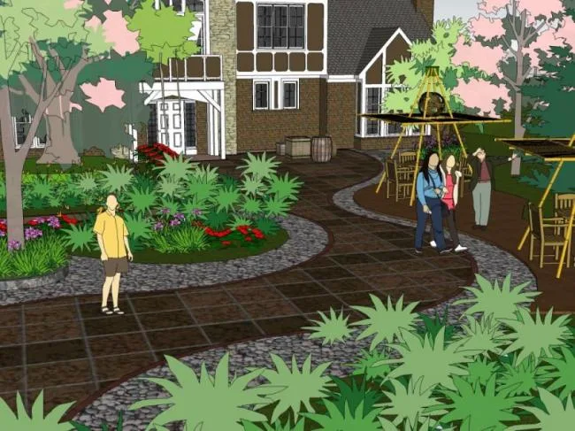 Sketchup Landscape Model | Villa Landscape, Modern Style
