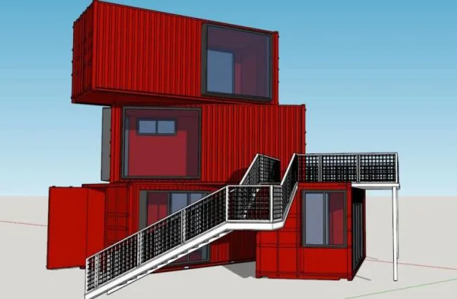 Sketchup Business Model | Container, Multi story Commercial Entertainment and Leisure Facilities, Modern Style