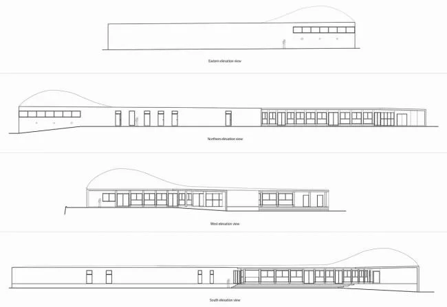 BIM architecture | Mountain shaped surround, active river: Subaru Kindergarten/RFA+CFA in Japan