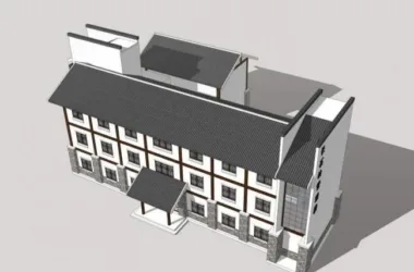 SketchUp Residential Model: Multi-Story Chinese-Style Home with Management Office-BIM WORLD
