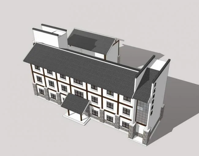 Sketchup Residential Model | Multi story Residence, Residential Building, Chinese Style, Multi story Management Room
