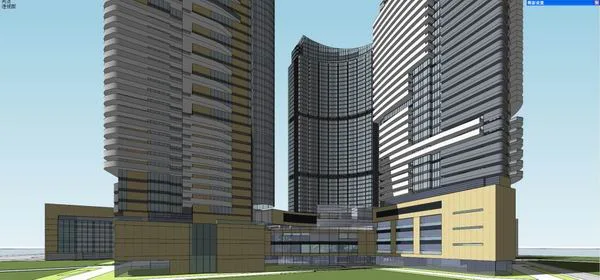 Sketchup Complex Model | Super high-rise office building, commercial, hotel, complex, modern style