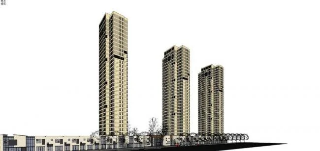 Sketchup Complex Model | Commercial Complex, Ground Floor Commercial, Office, Modern Style