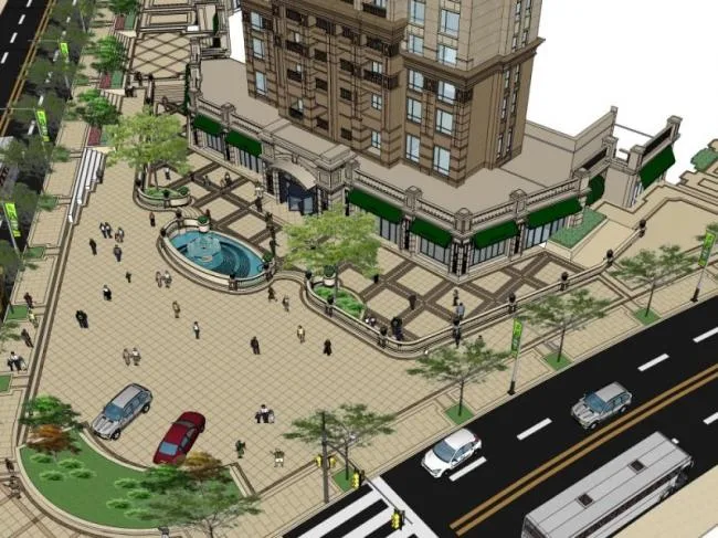 Sketchup Landscape Model | Commercial Landscape, Classical Style