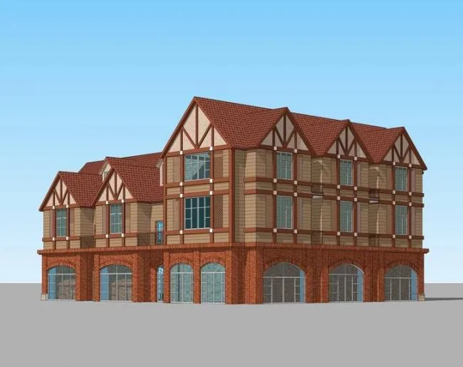 Sketchup Business Model | Multi story Sales Office, Commercial Building, Simplified European, Classical Style