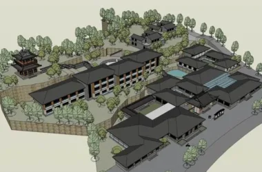 Modern Multi-Story Resort Hotel Model in Contemporary Chinese Style | SketchUp Design-BIM WORLD
