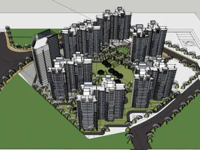 Sketchup Residential Model | High rise Residential Complex, Modern Style