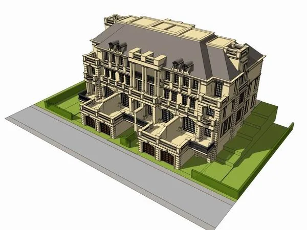 Sketchup Villa Model | Townhouse, Classical Style