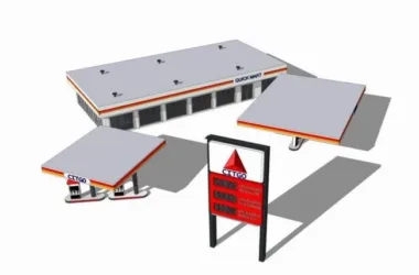 Modern Gas Station Design at SketchUp Station Road Bridge-BIM WORLD