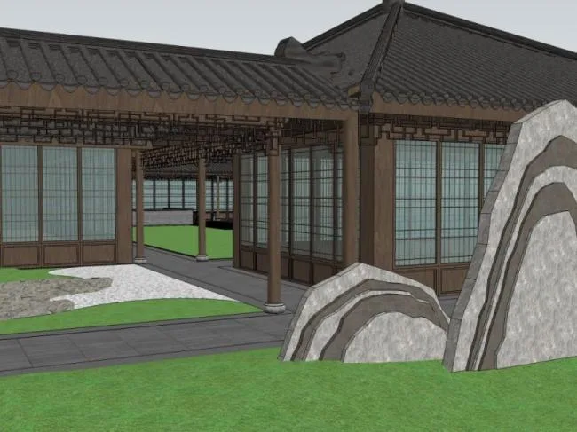Sketchup Landscape Model | Courtyard Landscape, Chinese Style
