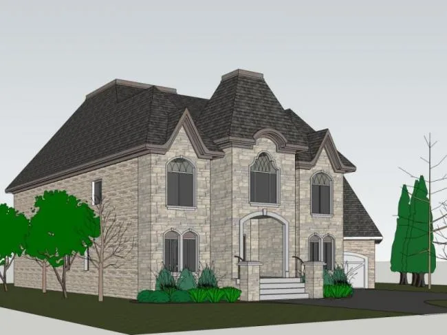 Sketchup Villa Model | Single Family Villa, Classical Style