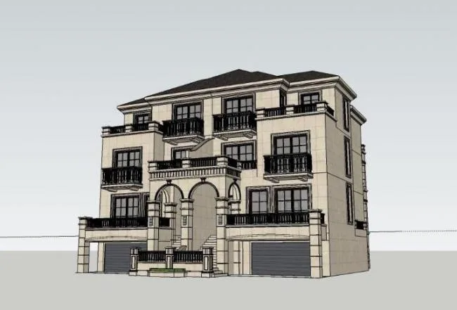SketchUp Twin Villa Model | European Classical Design with Dahua Xixi Flair