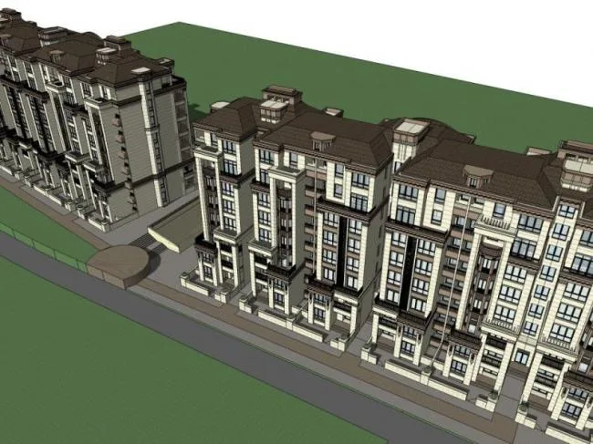 Sketchup Residential Model | Multi story Garden House, Row House, Classical Style