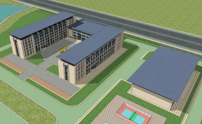 Sketchup Residential Model | Multi story Dormitory Building, Apartment, New Asian Style, Residential Architecture