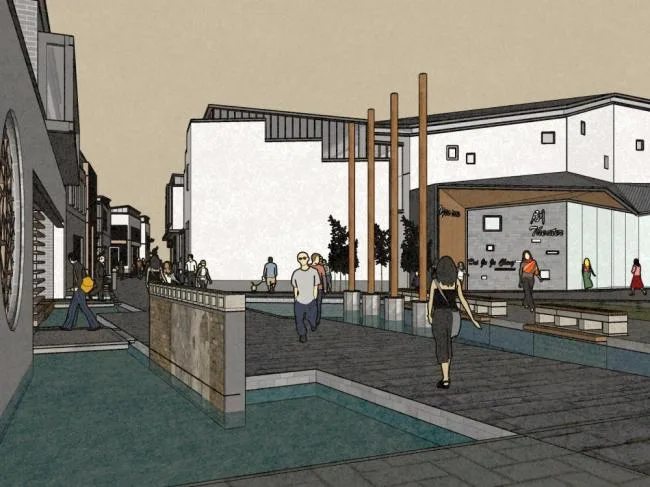 Sketchup Business Model | Commercial Street, New Chinese Style