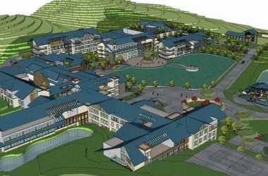 Modern Multi-Story Chinese Style Resort Hotel Model in SketchUp-BIM WORLD