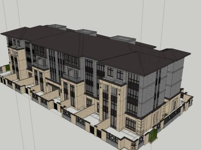 Sketchup Villa Model | Multi row Villa, Modern Chinese Style