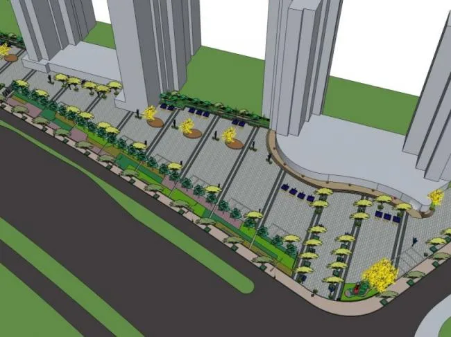 Sketchup Landscape Model | Community Landscape, Residential Landscape, Modern Style