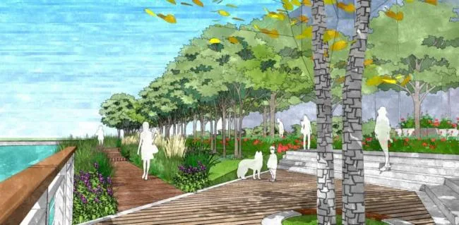Sketchup Landscape Model | Riverside Landscape, Modern Style