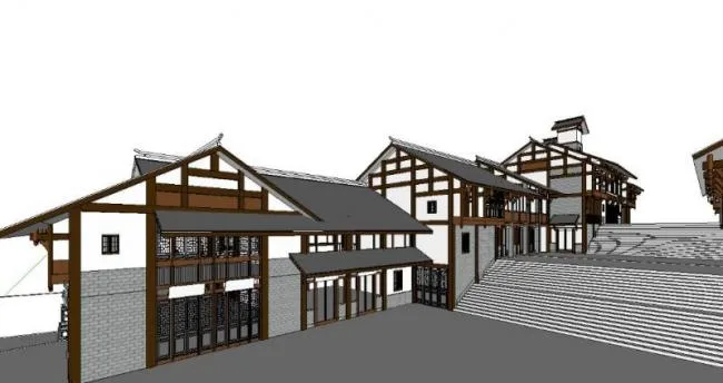 Sketchup Business Model | Commercial Street, Modern Chinese Style