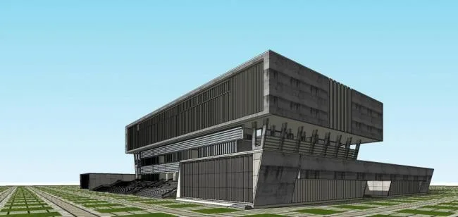 Sketchup Cultural Model | Multi story Library, Cultural Architecture, Modern Style