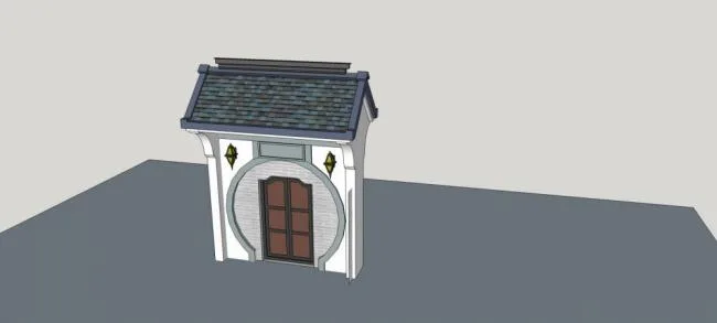 Sketchup Material Model | Courtyard Gate, Material Components, Chinese Style